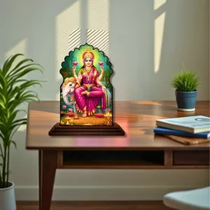 Car Dashboard/Table Top Goddess Lakshmi Wooden Temple Photo Stand 3x4 Inches, Compact & Stylish Spiritual Display For Car, Home & Office (Pack Of 1) (F22511) Car Dashboard/Table Top Goddess Lakshmi Wooden Temple Photo Stand 3x4 Inches, Compact & Stylish Spiritual Display For Car, Home & Office (Pack Of 1) (F22511)