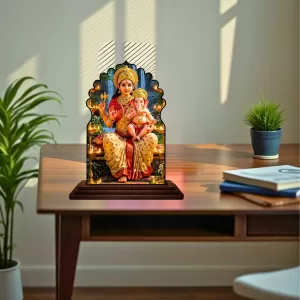 Car Dashboard/Table Top Goddess Lakshmi Wooden Temple Photo Stand 3x4 Inches, Compact & Stylish Spiritual Display For Car, Home & Office (Pack Of 1) (F22514) Car Dashboard/Table Top Goddess Lakshmi Wooden Temple Photo Stand 3x4 Inches, Compact & Stylish Spiritual Display For Car, Home & Office (Pack Of 1) (F22514)