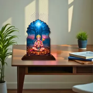 Car Dashboard/Table Top Lord Hanuman Wooden Temple Photo Stand  3x4 Inches, Compact & Stylish Spiritual Display For Car, Home & Office (Pack Of 1) (F22522)