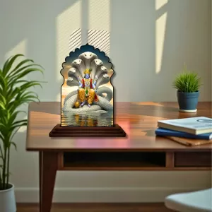 Car Dashboard/Table Top Lord Vishnu Wooden Temple Photo Stand 3x4 Inches, Compact & Stylish Spiritual Display For Car, Home & Office (Pack Of 1) (F22533) Car Dashboard/Table Top Lord Vishnu Wooden Temple Photo Stand 3x4 Inches, Compact & Stylish Spiritual Display For Car, Home & Office (Pack Of 1) (F22533)