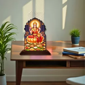 Car Dashboard/Table Top Goddess Lakshmi Wooden Temple Photo Stand 3x4 Inches, Compact & Stylish Spiritual Display For Car, Home & Office (Pack Of 1) (F22538) Car Dashboard/Table Top Goddess Lakshmi Wooden Temple Photo Stand 3x4 Inches, Compact & Stylish Spiritual Display For Car, Home & Office (Pack Of 1) (F22538)