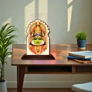 Car Dashboard/Table Top Kathakali Wooden Temple Photo Stand  3x4 Inches, Compact & Stylish Spiritual Display For Car, Home & Office (Pack Of 1) (F22545)