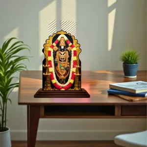 Car Dashboard/Table Top Lord Balaji Wooden Temple Photo Stand  3x4 Inches, Compact & Stylish Spiritual Display For Car, Home & Office (Pack Of 1) (F22547)