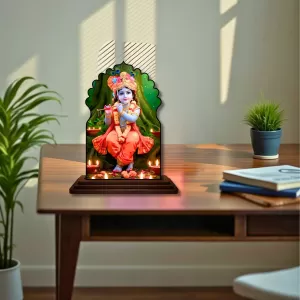 Car Dashboard/Table Top God Krishna Wooden Temple Photo Stand 3x4 Inches, Compact & Stylish Spiritual Display For Car, Home & Office (Pack Of 1) (F22553) Car Dashboard/Table Top God Krishna Wooden Temple Photo Stand 3x4 Inches, Compact & Stylish Spiritual Display For Car, Home & Office (Pack Of 1) (F22553)