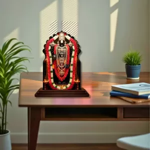 Car Dashboard/Table Top Lord Balaji Wooden Temple Photo Stand  3x4 Inches, Compact & Stylish Spiritual Display For Car, Home & Office (Pack Of 1) (F22560)