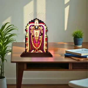 Car Dashboard/Table Top Lord Balaji Wooden Temple Photo Stand  3x4 Inches, Compact & Stylish Spiritual Display For Car, Home & Office (Pack Of 1) (F22562)