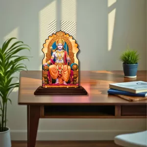 Car Dashboard/Table Top Lord Rama Wooden Temple Photo Stand  3x4 Inches, Compact & Stylish Spiritual Display For Car, Home & Office (Pack Of 1) (F22564)