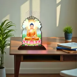 Car Dashboard/Table Top Serene Buddha Wooden Temple Photo Stand 3x4 Inches, Compact & Stylish Spiritual Display For Car, Home & Office (Pack Of 1) (F22567) Car Dashboard/Table Top Serene Buddha Wooden Temple Photo Stand 3x4 Inches, Compact & Stylish Spiritual Display For Car, Home & Office (Pack Of 1) (F22567)