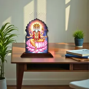 Car Dashboard/Table Top Bramha Wooden Temple Photo Stand 3x4 Inches, Compact & Stylish Spiritual Display For Car, Home & Office (Pack Of 1) (F22571) Car Dashboard/Table Top Bramha Wooden Temple Photo Stand 3x4 Inches, Compact & Stylish Spiritual Display For Car, Home & Office (Pack Of 1) (F22571)
