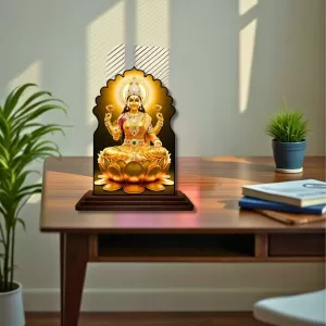Car Dashboard/Table Top Goddess Lakshmi Wooden Temple Photo Stand 3x4 Inches, Compact & Stylish Spiritual Display For Car, Home & Office (Pack Of 1) (F22573) Car Dashboard/Table Top Goddess Lakshmi Wooden Temple Photo Stand 3x4 Inches, Compact & Stylish Spiritual Display For Car, Home & Office (Pack Of 1) (F22573)