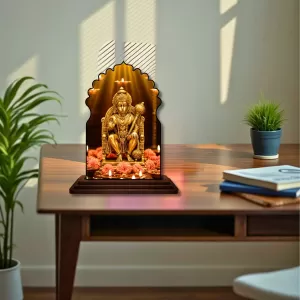 Car Dashboard/Table Top Lord Hanuman Wooden Temple Photo Stand  3x4 Inches, Compact & Stylish Spiritual Display For Car, Home & Office (Pack Of 1) (F22575)
