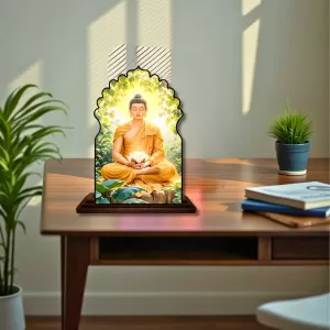 Car Dashboard/Table Top Serene Buddha Wooden Temple Photo Stand 3x4 Inches, Compact & Stylish Spiritual Display For Car, Home & Office (Pack Of 1) (F22576) Car Dashboard/Table Top Serene Buddha Wooden Temple Photo Stand 3x4 Inches, Compact & Stylish Spiritual Display For Car, Home & Office (Pack Of 1) (F22576)