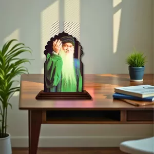 Car Dashboard/Table Top Osho Wooden Temple Photo Stand  3x4 Inches, Compact & Stylish Spiritual Display For Car, Home & Office (Pack Of 1) (F22577)
