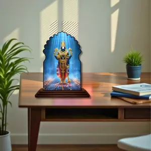 Car Dashboard/Table Top Lord Balaji Wooden Temple Photo Stand  3x4 Inches, Compact & Stylish Spiritual Display For Car, Home & Office (Pack Of 1) (F22587)