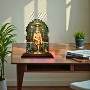 Car Dashboard/Table Top Lord Saibaba Wooden Temple Photo Stand 3x4 Inches, Compact & Stylish Spiritual Display For Car, Home & Office (Pack Of 1) (F22588) Car Dashboard/Table Top Lord Saibaba Wooden Temple Photo Stand 3x4 Inches, Compact & Stylish Spiritual Display For Car, Home & Office (Pack Of 1) (F22588)