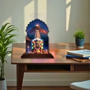 Car Dashboard/Table Top Jyothirlingam Wooden Temple Photo Stand  3x4 Inches, Compact & Stylish Spiritual Display For Car, Home & Office (Pack Of 1) (F22589)