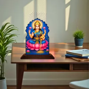 Car Dashboard/Table Top Goddess Lakshmi Wooden Temple Photo Stand 3x4 Inches, Compact & Stylish Spiritual Display For Car, Home & Office (Pack Of 1) (F22602) Car Dashboard/Table Top Goddess Lakshmi Wooden Temple Photo Stand 3x4 Inches, Compact & Stylish Spiritual Display For Car, Home & Office (Pack Of 1) (F22602)