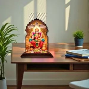 Car Dashboard/Table Top Goddess Lakshmi Wooden Temple Photo Stand 3x4 Inches, Compact & Stylish Spiritual Display For Car, Home & Office (Pack Of 1) (F22605) Car Dashboard/Table Top Goddess Lakshmi Wooden Temple Photo Stand 3x4 Inches, Compact & Stylish Spiritual Display For Car, Home & Office (Pack Of 1) (F22605)