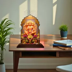 Car Dashboard/Table Top Lord Hanuman Wooden Temple Photo Stand  3x4 Inches, Compact & Stylish Spiritual Display For Car, Home & Office (Pack Of 1) (F22606)