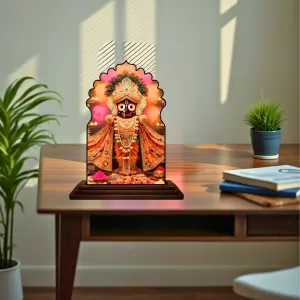 Car Dashboard/Table Top Lord Jagannath Wooden Temple Photo Stand  3x4 Inches, Compact & Stylish Spiritual Display For Car, Home & Office (Pack Of 1) (F22608)