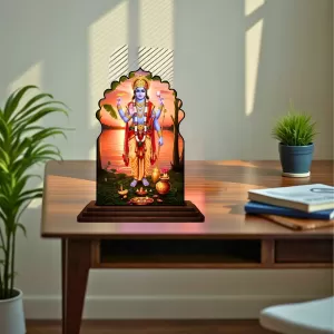 Car Dashboard/Table Top Lord Vishnu Wooden Temple Photo Stand 3x4 Inches, Compact & Stylish Spiritual Display For Car, Home & Office (Pack Of 1) (F22609) Car Dashboard/Table Top Lord Vishnu Wooden Temple Photo Stand 3x4 Inches, Compact & Stylish Spiritual Display For Car, Home & Office (Pack Of 1) (F22609)