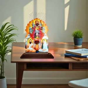 Car Dashboard/Table Top Kali Maa With Ramakrishna Paramahamsa Wooden Temple Photo Stand  3x4 Inches, Compact & Stylish Spiritual Display For Car, Home & Office (Pack Of 1) (F22610)