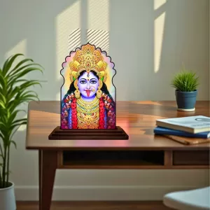 Car Dashboard/Table Top Maa Kali Wooden Temple Photo Stand 3x4 Inches, Compact & Stylish Spiritual Display For Car, Home & Office (Pack Of 1) (F22613) Car Dashboard/Table Top Maa Kali Wooden Temple Photo Stand 3x4 Inches, Compact & Stylish Spiritual Display For Car, Home & Office (Pack Of 1) (F22613)