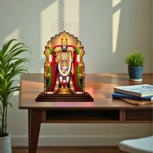 Car Dashboard/Table Top Lord Balaji Wooden Temple Photo Stand  3x4 Inches, Compact & Stylish Spiritual Display For Car, Home & Office (Pack Of 1) (F22614)