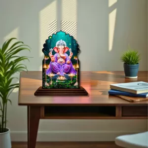 Car Dashboard/Table Top Lord Balaji Wooden Temple Photo Stand  3x4 Inches, Compact & Stylish Spiritual Display For Car, Home & Office (Pack Of 1) (F22615)