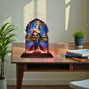 Car Dashboard/Table Top Lord Krishna Wooden Temple Photo Stand 3x4 Inches, Compact & Stylish Spiritual Display For Car, Home & Office (Pack Of 1) (F22627) Car Dashboard/Table Top Lord Krishna Wooden Temple Photo Stand 3x4 Inches, Compact & Stylish Spiritual Display For Car, Home & Office (Pack Of 1) (F22627)