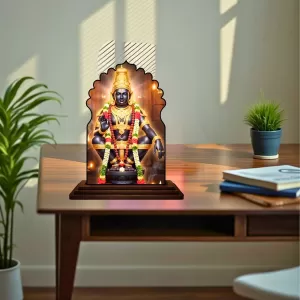 Car Dashboard/Table Top Lord Ayyappan Wooden Temple Photo Stand  3x4 Inches, Compact & Stylish Spiritual Display For Car, Home & Office (Pack Of 1) (F22629)