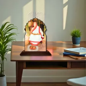 Car Dashboard/Table Top Sarada Devi Wooden Temple Photo Stand 3x4 Inches, Compact & Stylish Spiritual Display For Car, Home & Office (Pack Of 1) (F22637) Car Dashboard/Table Top Sarada Devi Wooden Temple Photo Stand 3x4 Inches, Compact & Stylish Spiritual Display For Car, Home & Office (Pack Of 1) (F22637)