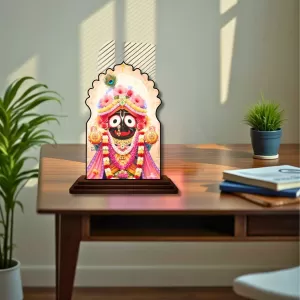Car Dashboard/Table Top Lord Jagannath Wooden Temple Photo Stand  3x4 Inches, Compact & Stylish Spiritual Display For Car, Home & Office (Pack Of 1) (F22642)