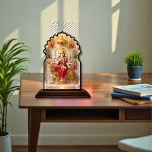 Car Dashboard/Table Top Maa Durga Wooden Temple Photo Stand 3x4 Inches, Compact & Stylish Spiritual Display For Car, Home & Office (Pack Of 1) (F22653) Car Dashboard/Table Top Maa Durga Wooden Temple Photo Stand 3x4 Inches, Compact & Stylish Spiritual Display For Car, Home & Office (Pack Of 1) (F22653)