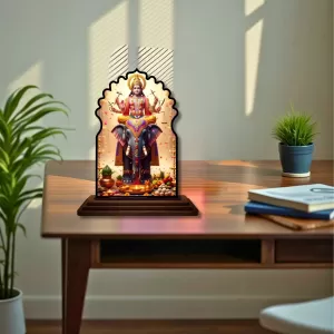 Car Dashboard/Table Top Lord Vishwakarma  Wooden Temple Photo Stand  3x4 Inches, Compact & Stylish Spiritual Display For Car, Home & Office (Pack Of 1) (F22659)