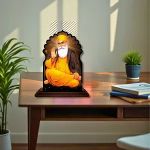 Car Dashboard/Table Top Gurunanak Wooden Temple Photo Stand  3x4 Inches, Compact & Stylish Spiritual Display For Car, Home & Office (Pack Of 1) (F22665)
