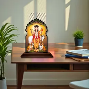 Car Dashboard/Table Top God Dattatreya Wooden Temple Photo Stand 3x4 Inches, Compact & Stylish Spiritual Display For Car, Home & Office (Pack Of 1) (F22667) Car Dashboard/Table Top God Dattatreya Wooden Temple Photo Stand 3x4 Inches, Compact & Stylish Spiritual Display For Car, Home & Office (Pack Of 1) (F22667)
