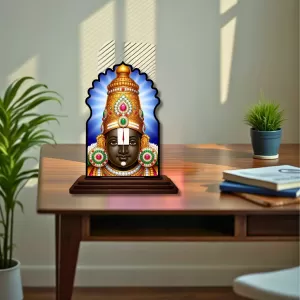 Car Dashboard/Table Top Lord Balaji Wooden Temple Photo Stand  3x4 Inches, Compact & Stylish Spiritual Display For Car, Home & Office (Pack Of 1) (F22669)