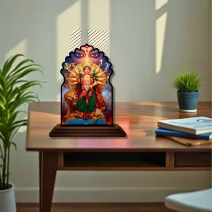 Car Dashboard/Table Top Maa Durga Wooden Temple Photo Stand 3x4 Inches, Compact & Stylish Spiritual Display For Car, Home & Office (Pack Of 1) (F22672) Car Dashboard/Table Top Maa Durga Wooden Temple Photo Stand 3x4 Inches, Compact & Stylish Spiritual Display For Car, Home & Office (Pack Of 1) (F22672)