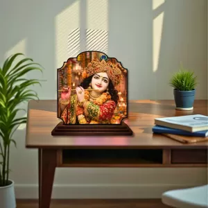 Car Dashboard/Table Top Lord Krishna Wooden Rectangle Photo Stand 3x4 Inches, Compact & Stylish Spiritual Display For Car, Home & Office (Pack Of 1) (F22201) Car Dashboard/Table Top Lord Krishna Wooden Rectangle Photo Stand 3x4 Inches, Compact & Stylish Spiritual Display For Car, Home & Office (Pack Of 1) (F22201)