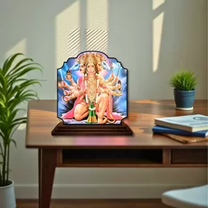 Car Dashboard/Table Top Lord Hanuman Wooden Rectangle Photo Stand  3x4 Inches, Compact & Stylish Spiritual Display For Car, Home & Office (Pack Of 1) (F22203)