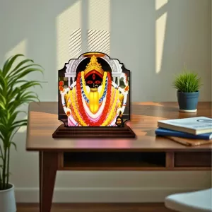 Car Dashboard/Table Top Kalighat Maa Kali Wooden Rectangle Photo Stand  3x4 Inches, Compact & Stylish Spiritual Display For Car, Home & Office (Pack Of 1) (F22212)