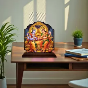 Car Dashboard/Table Top Lord Vishnu And Lakshmi Wooden Rectangle Photo Stand 3x4 Inches, Compact & Stylish Spiritual Display For Car, Home & Office (Pack Of 1) (F22216) Car Dashboard/Table Top Lord Vishnu And Lakshmi Wooden Rectangle Photo Stand 3x4 Inches, Compact & Stylish Spiritual Display For Car, Home & Office (Pack Of 1) (F22216)