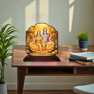 Car Dashboard/Table Top Lord Vishnu And Lakshmi Wooden Rectangle Photo Stand 3x4 Inches, Compact & Stylish Spiritual Display For Car, Home & Office (Pack Of 1) (F22218) Car Dashboard/Table Top Lord Vishnu And Lakshmi Wooden Rectangle Photo Stand 3x4 Inches, Compact & Stylish Spiritual Display For Car, Home & Office (Pack Of 1) (F22218)