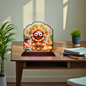 Car Dashboard/Table Top Lord Jagannath Wooden Rectangle Photo Stand  3x4 Inches, Compact & Stylish Spiritual Display For Car, Home & Office (Pack Of 1) (F22231)