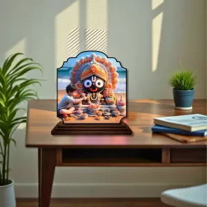 Car Dashboard/Table Top Lord Jagannath Wooden Rectangle Photo Stand  3x4 Inches, Compact & Stylish Spiritual Display For Car, Home & Office (Pack Of 1) (F22232)