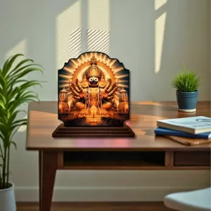 Car Dashboard/Table Top Lord Jagannath Wooden Rectangle Photo Stand  3x4 Inches, Compact & Stylish Spiritual Display For Car, Home & Office (Pack Of 1) (F22233)