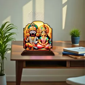 Car Dashboard/Table Top Lord Jagannath Wooden Rectangle Photo Stand  3x4 Inches, Compact & Stylish Spiritual Display For Car, Home & Office (Pack Of 1) (F22236)