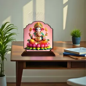 Car Dashboard/Table Top Lord Ganesha Wooden Rectangle Photo Stand  3x4 Inches, Compact & Stylish Spiritual Display For Car, Home & Office (Pack Of 1) (F22237)