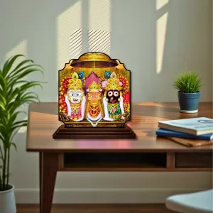 Car Dashboard/Table Top Lord Jagannath Wooden Rectangle Photo Stand  3x4 Inches, Compact & Stylish Spiritual Display For Car, Home & Office (Pack Of 1) (F22238)